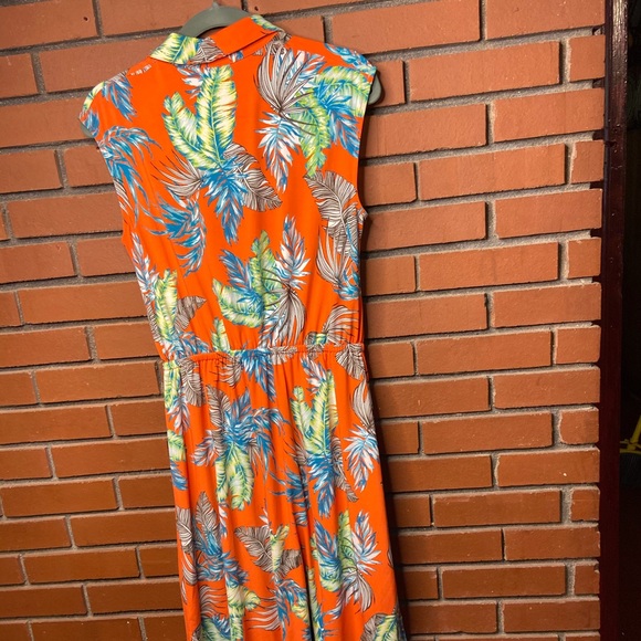 Orange tropical Midi knit dress - Picture 5 of 7